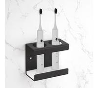 Adorila Soporte de Cepillo de Dientes eléctrico montado en la Pared, Soporte de Cepillo de Dientes con Plato de diatomita, Estante de Almacenamiento Autoadhesivo para Cepillo de Dientes (Negro)