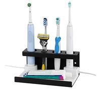 Adorila Soporte para cepillo de dientes eléctrico, organizador de fregadero de tierra de diatomeas para baño, soporte de pared para cepillos de dientes compatible con Philips Sonicare (negro)