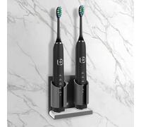 Adorila Soporte para cepillo de dientes eléctrico para baño, montaje en pared, 2 ranuras, soporte organizador de cepillo de dientes adhesivo con plato de diatomita, compatible con Philips 2100, 4100,