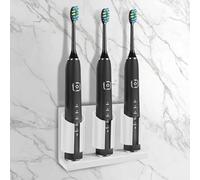 Adorila Soporte para cepillo de dientes eléctrico para baño, montaje en pared, 3 ranuras, soporte organizador de cepillo de dientes adhesivo con plato de diatomita, compatible con Philips 2100, 4100,