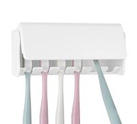 ADORILA Soporte para Cepillo de Dientes montado en la Pared con Funda, 6 Ranuras Autoadhesivas, Organizador de cepillos de Dientes, Estante de Almacenamiento para cepillos de Dientes para baño