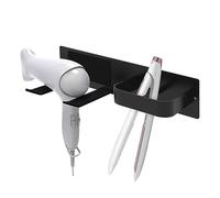 Adorila Soporte para secador de Pelo montado en la Pared, Soporte Autoadhesivo para secador de Pelo, Organizador de Herramientas para secador de Pelo, varitas rizadoras (Negro)
