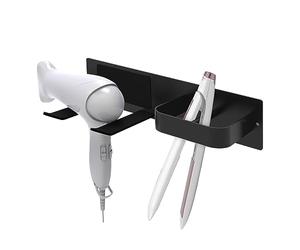 Adorila Soporte para secador de Pelo montado en la Pared, Soporte Autoadhesivo para secador de Pelo, Organizador de Herramientas para secador de Pelo, varitas rizadoras (Negro)