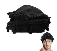 Adorila Turbante de algodón Durag con forro de satén, turbante de diseño único para hombres y mujeres, gorro de borla para la vida casual (negro)