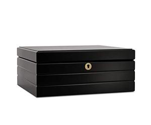 adorini Humidor Firenze - Deluxe, para hasta 75 puros, higrómetro de cabello de alta precisión, color Negro