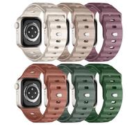 Adorique Paquete de 6 correas deportivas compatibles con Apple Watch Ultra 2 de 49 mm, 45 mm, 44 mm, 42 mm, correas anchas de silicona suave, impermeables, correa de repuesto para iWatch Series 9, 8,