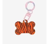 Adorno acrílico de hueso de perro con estampado de leopardo de tigre naranja, adorno personalizado para mascotas, llavero con forma de hueso