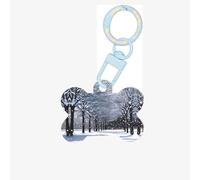 Adorno acrílico de hueso de perro con impresión de nieve cayendo en el parque, etiquetas de perro, adorno personalizado para mascotas, llavero con forma de hueso