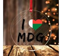 Adorno acrílico de Navidad con texto en inglés "I Love Madagascar", recuerdo de país de Madagascar, 7,6 cm con agujero, divertido adorno para amigos, Navidad, casados, vacaciones, decoración del hogar