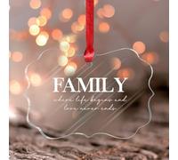 Adorno acrílico manchado para colgar en la ventana, con texto en inglés «Family Where Life Begins And Love Never Ends», adorno redondo para recuerdo, versículos bíblicos, acrílico religioso, regalo