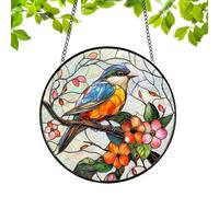 Adorno acrílico para ventana de 7,8 pulgadas, diseño de rompecabezas, arte colgante con cadena, efecto romántico 2D de cristal pintado para jardín, porche y sala de estar, regalo de cumpleaños para