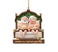 Adorno acrílico personalizado con texto en inglés "I Want To Grow Old With You", adorno de Navidad de pareja vieja traviesa, regalos personalizados para parejas, adornos de Navidad para parejas