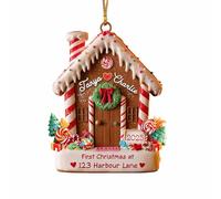 Adorno acrílico personalizado para la primera Navidad en nuestra nueva casa, adornos de casa personalizados para árbol de Navidad con nombre de la familia, nuestro primer adorno para el hogar 2025