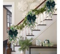 Adorno artificial de lágrima de Navidad, decoración de escalera con luces LED, guirnaldas de Navidad de gran tamaño, para puerta delantera, pared, ventana, decoración de escalera (verde, 23.6 x 11.8