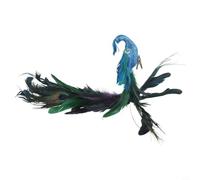 Adorno artificial de plumas de pavo real para árbol de Navidad con cuerpo brillante y clip, pájaro de simulación decorativo de 18 pulgadas para vacaciones, bodas y decoración del hogar