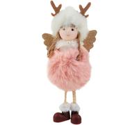 Adorno blanco de 7 x 6 x 19 cm, su tela festiva ideal para la decoración del árbol de Navidad. Cuenta con un encantador diseño de ángel de cuernos perfecto para árbol festivo