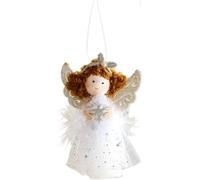 Adorno blanco de aproximadamente 13 cm en tela festiva, ideal para Navidad, día festivo, delicado tul para un aspecto celestial encantador. Diseño de adorno de Navidad con un diseño festivo