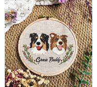 Adorno bordado personalizado con foto de perro, aros de bordado de retrato de mascotas, marco de fotos de perros, regalo de boda para novia o novio, regalo de mamá de perro (10 cm)