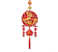 Adorno colgante de bolsa de la suerte de Año Nuevo con impresión tradicional vietnamita de Dios de la fortuna que simboliza la riqueza y la buena fortuna para puertas y paredes (C)