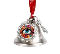 Adorno colgante de campanas de Navidad con diseño de flores de ojo trippy