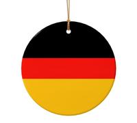 Adorno colgante de cerámica con diseño de bandera de Alemania, pequeños adornos circulares de Navidad, regalos para adultos