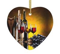 Adorno colgante de cerámica con forma de corazón para botellas de vino y bebidas, árbol de Navidad, decoración del hogar
