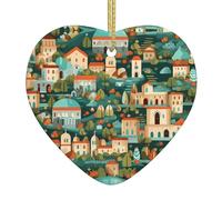 Adorno colgante de cerámica para árbol de Navidad con diseño de amor HJFCZH hermoso estampado de Italia que puede añadir un toque romántico a festivales o fiestas