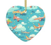 Adorno colgante de cerámica para árbol de Navidad, diseño de avión de cielo HJFCZH hermoso que puede añadir un toque romántico a festivales o fiestas