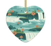 Adorno colgante de cerámica para árbol de Navidad, diseño de cataratas del Niágara, puede añadir un toque romántico a festivales o fiestas