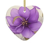 Adorno colgante de cerámica para árbol de Navidad, diseño de flores moradas que puede añadir un toque romántico WHJSSF festivales o fiestas