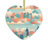 Adorno colgante de cerámica para árbol de Navidad, diseño de líneas de cielo de ciudad HJFCZH que puede añadir un toque romántico a festivales o fiestas