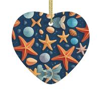 Adorno colgante de cerámica para árbol de Navidad, un hermoso patrón de estrella de mar que puede añadir un toque romántico WHJSHOP festivales o fiestas