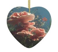 Adorno colgante de cerámica para árbol de Navidad, un hermoso patrón de flores de coral que puede añadir un toque romántico WHJSHOP festivales o fiestas