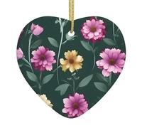 Adorno colgante de cerámica para árbol de Navidad, un hermoso patrón de flores moradas que puede añadir un toque romántico WHJSHOP festivales o fiestas