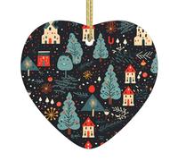 Adorno colgante de cerámica para árbol de Navidad, una hermosa imagen de pueblo que puede añadir un toque romántico WHJSSF festivales o fiestas