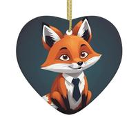 Adorno colgante de cerámica para árbol de Navidad, WHJSHOP divertido patrón de zorro que puede añadir un toque romántico a festivales o fiestas