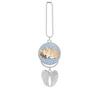 Adorno colgante de coche con alas de ángel de la guarda Corgi, para espejo retrovisor, colgante de coche, accesorio de decoración para mujeres, hombres, conductores nuevos, One Size, Zinc