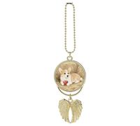 Adorno colgante de coche con alas de ángel de la guarda para espejo retrovisor, dije dorado para coche, decoración para espejo retrovisor, accesorio para colgar, regalo para mujeres y hombres nuevos