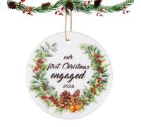 Adorno Colgante de Compromiso, 7,3 cm Nuestro Primer Adorno Navideño de Compromiso 2024 Adorno Navideño de Cerámica de Doble Cara Regalos de Compromiso para Parejas (Estilo 6)