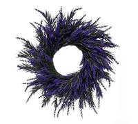 Adorno colgante de corona de lavanda de plástico para exteriores para puerta de jardín, decoración de pared interior con tema botánico floral para uso durante todo el año