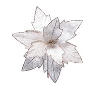 Adorno colgante de flor de Pascua con purpurina de 30 cm para decoración de árbol y corona, adecuado para el hogar, jardín y boda (blanco)