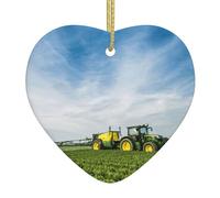 Adorno colgante de granja de tractores, adornos de árbol de Navidad para amigos, decoración de cerámica con corazón de Navidad
