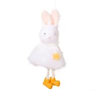 Adorno colgante de muñeca de conejo de Pascua de peluche, decoración de temporada para ventana de árbol de primavera (blanco)