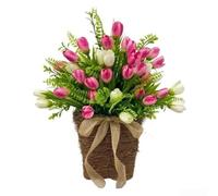 Adorno colgante de tulipán artificial, 40 cm x 40 cm, decoración de primavera de plástico para jardín y espacios al aire libre, regalo festivo del día de la madre para mamá