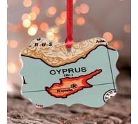 Adorno colgante de ventana de acrílico manchado de Chipre para colgar en ventana, adorno de distribución geográfica mundial, mapa de la ciudad local, adornos para ventana, patio, sala de estar