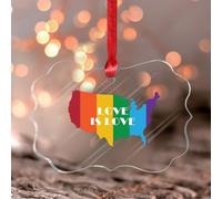 Adorno colgante de ventana de acrílico teñido Love Is Love, LGTBQ, adornos colgantes de apoyo comunitario, paneles de recuerdo para pared, jardín, coche y decoración de fiestas, elegante colgante