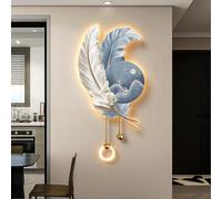 Adorno colgante decorativo con rejilla de plumas para sala estar,lámpara pared LED 3D,ciervo auspicioso,pintura paisaje para la entrada,Apliques ideales para salas(C,82*40cm/32.3*15.7in)