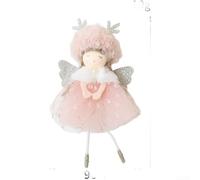 Adorno colgante para árbol de Navidad con cuernos de ciervo de felpa, niña ángel y falda de tul, perfecto para decoración festiva de vacaciones (rosa)