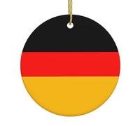 Adorno colgante redondo con bandera de Alemania, colgante de cerámica, adecuado para colgar en árboles de Navidad y chimeneas.