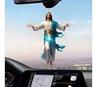 Adorno colgante retro 2D de Jesús for coche, colgante divino, adorno de espejo plano acrílico for interior de coche,adorno de Jesús, regalo religioso for camioneros(2pcs Style B)